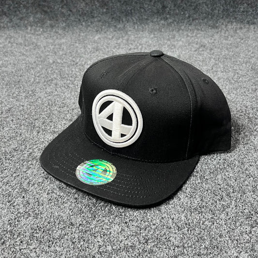 "4" logo black snapback cap