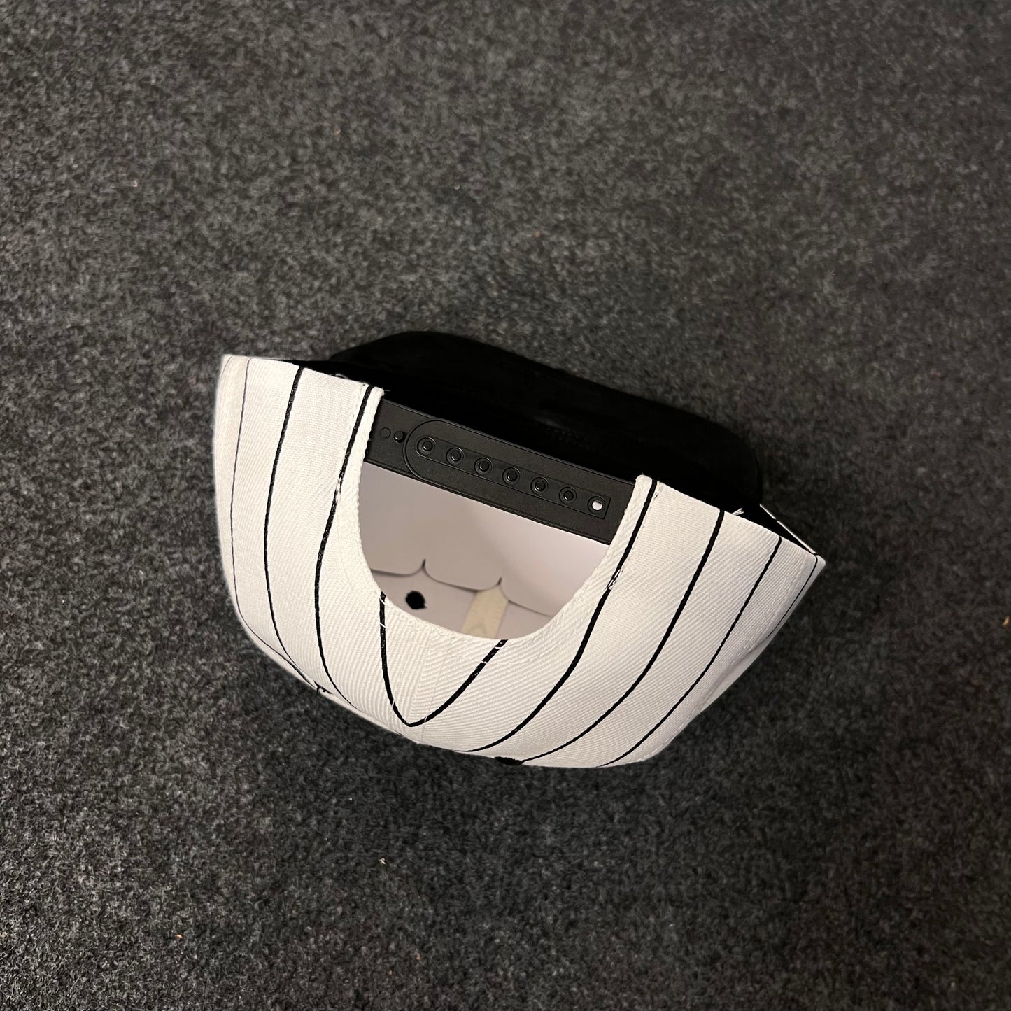 Beetlejuice pinstripe snapback hat.  ( KIDS CAP AGE 6-18