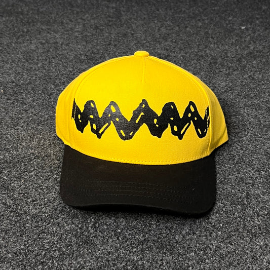 Peanuts Charlie Brown Chevron Stripe Yellow and Black Baseball Cap  ( KIDS CAP AGE 6-14)