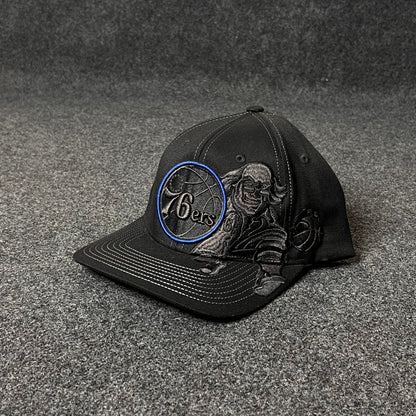 Philadelphia 76ers New Era Black On Black 9Fifty Fitted Hat  (M size )