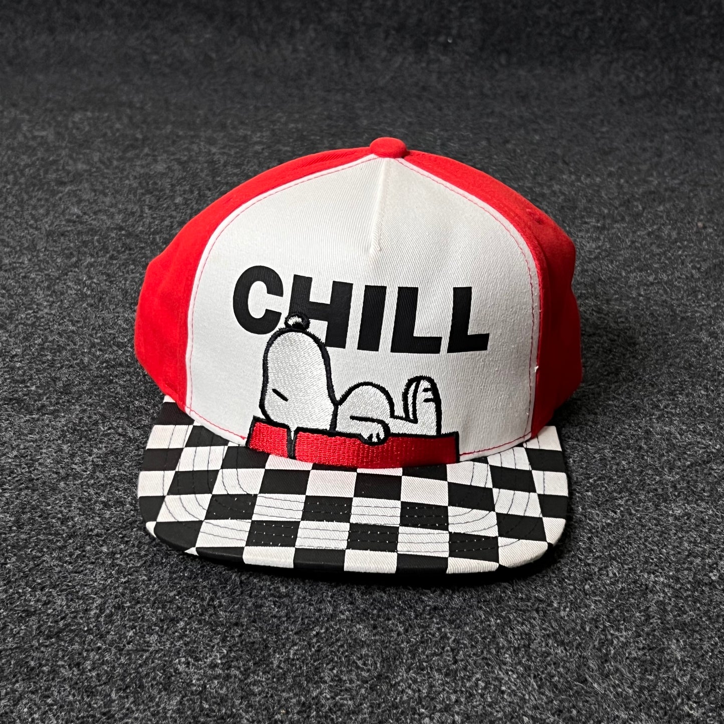 Peanuts Snoopy Chill Checkered Skater Hat.
