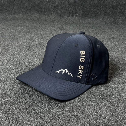 Big Sky Montana themed baseball cap featuring a mountain outline logo Fitted Cap ( XL size )