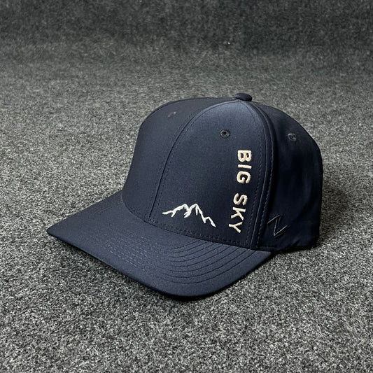 Big Sky Montana themed baseball cap featuring a mountain outline logo Fitted Cap ( XL size )