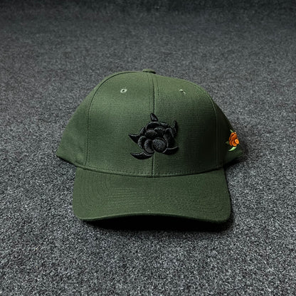 Olive Green Turtle & Rose Cap