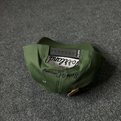Olive Green Turtle & Rose Cap