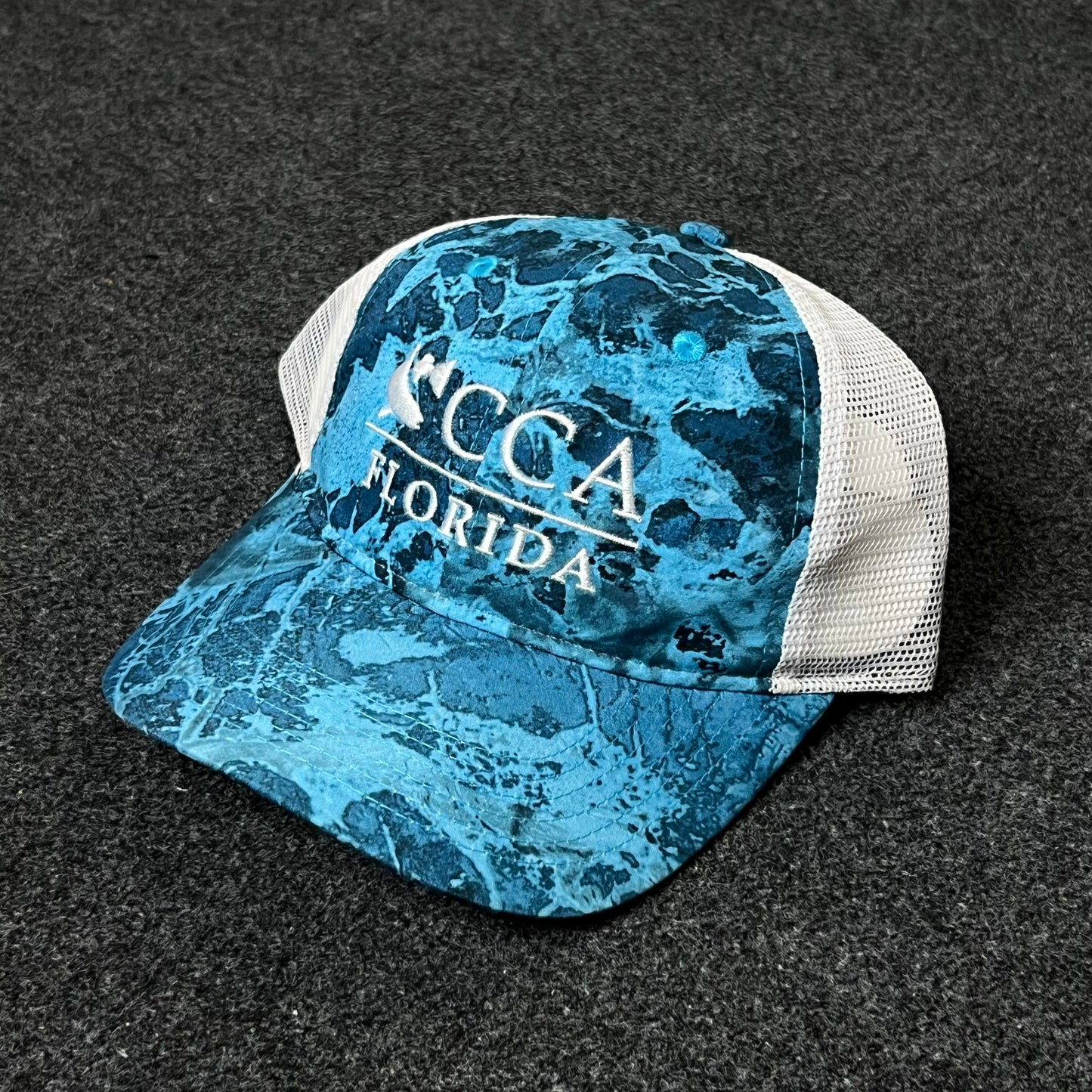 CCA Florida Trucker Hat – Blue Water Camo Mesh Cap