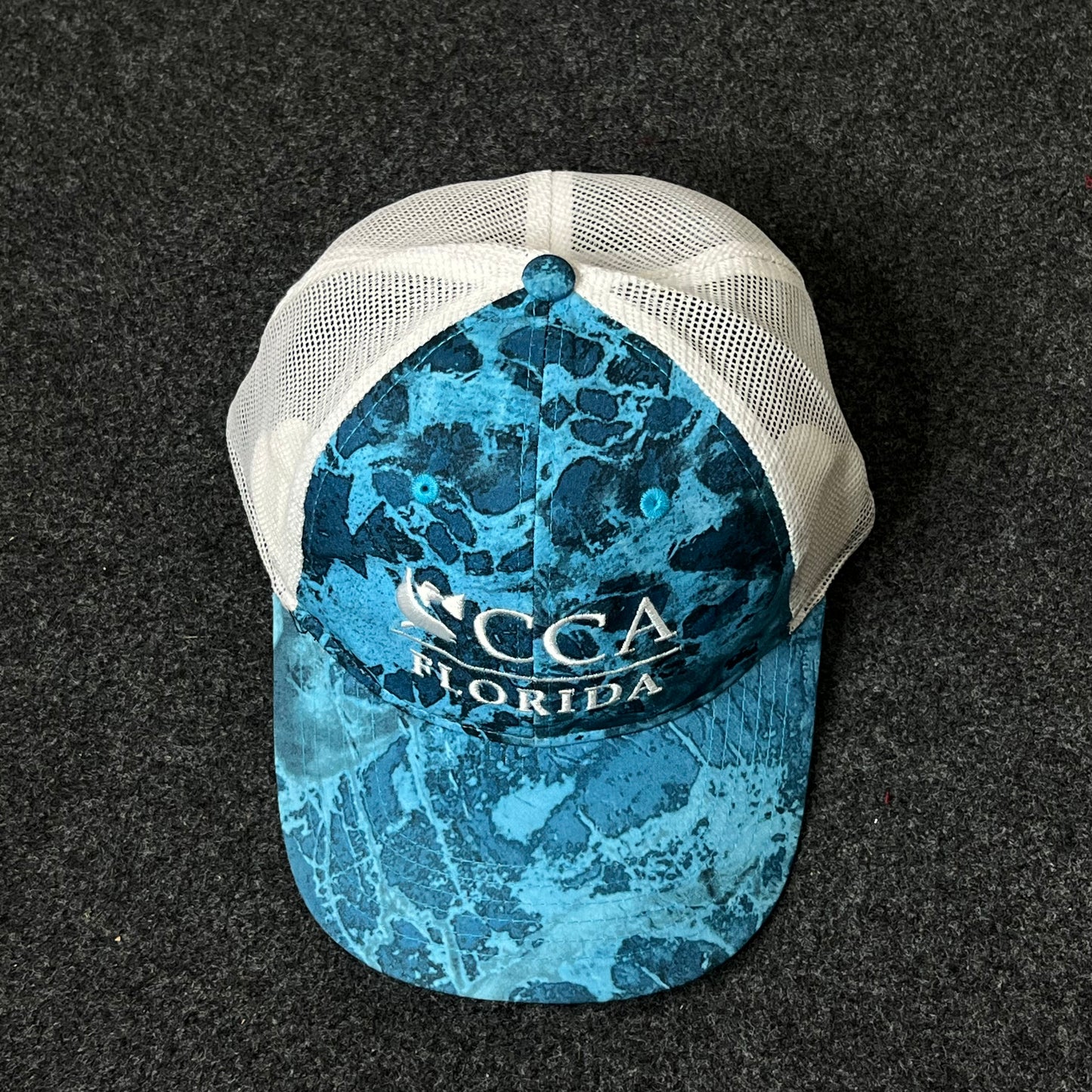 CCA Florida Trucker Hat – Blue Water Camo Mesh Cap