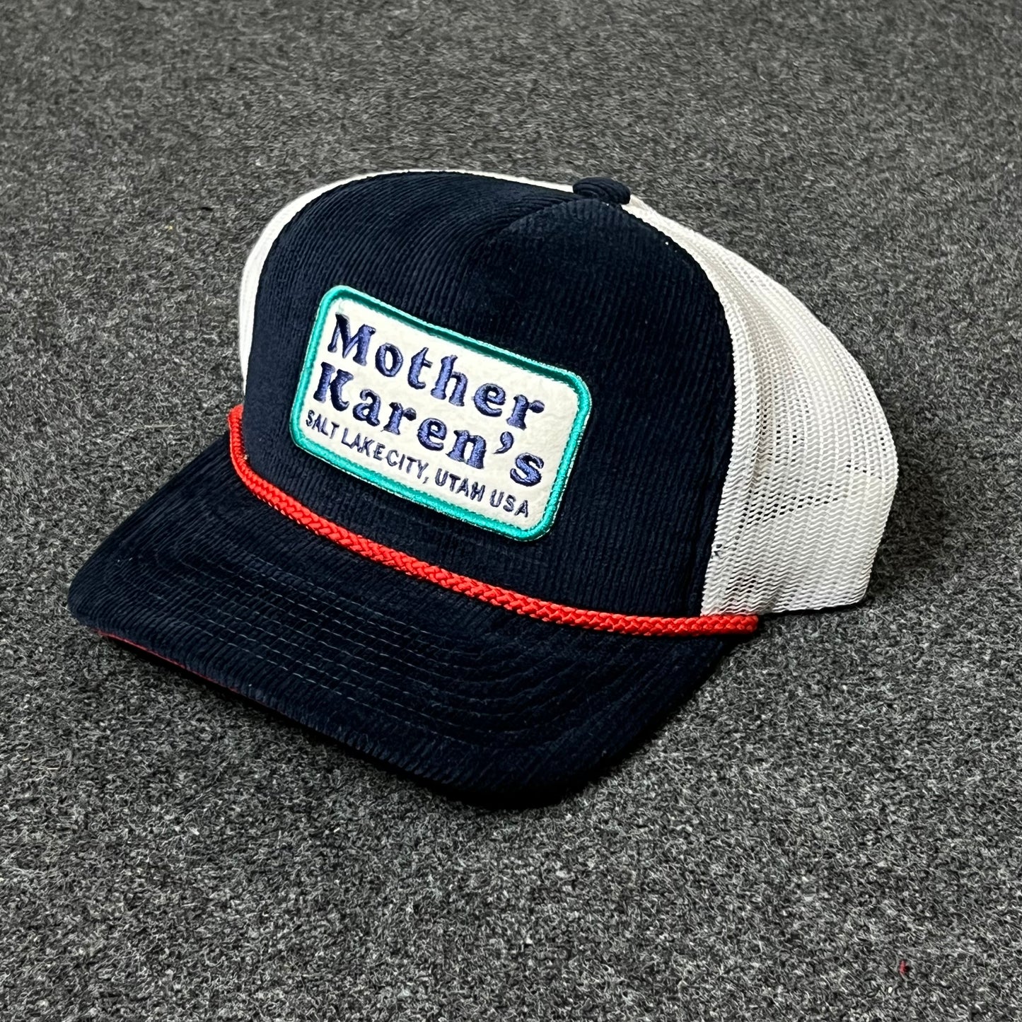 Mother Karen’s Trucker Hat – Retro Navy & White Cap