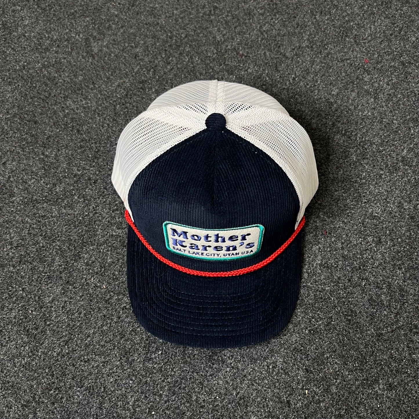 Mother Karen’s Trucker Hat – Retro Navy & White Cap