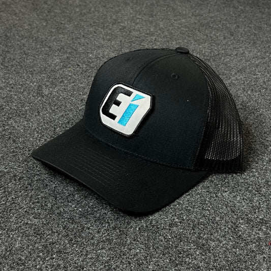 EI Logo Trucker Hat – Black Mesh Cap