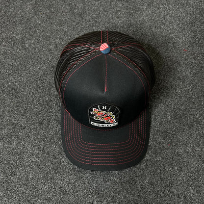 Snake Pit Trucker Hat – Black & Red Mesh Cap