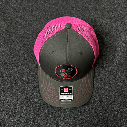 Campfire Nights Trucker Hat – Charcoal & Pink Mesh Cap
