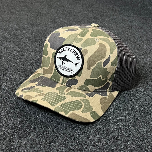 Salty Crew Camo Mesh Back Trucker Hat – Green Camo