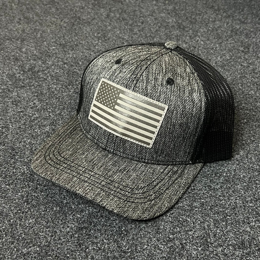 American Flag Mesh Back Trucker Hat – Black & Gray