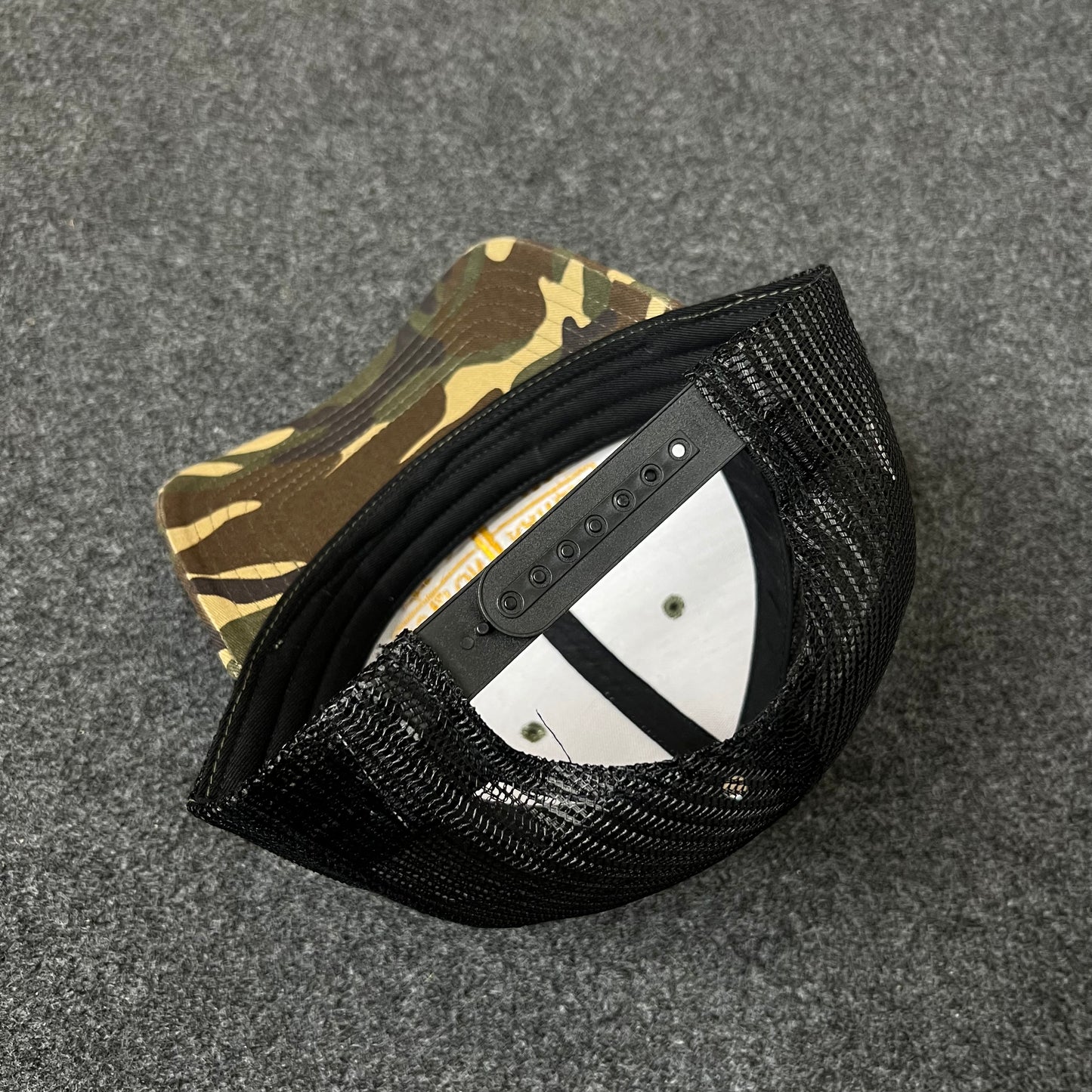 Y Ranch Camo Mesh Back Trucker Hat – Black & Gold