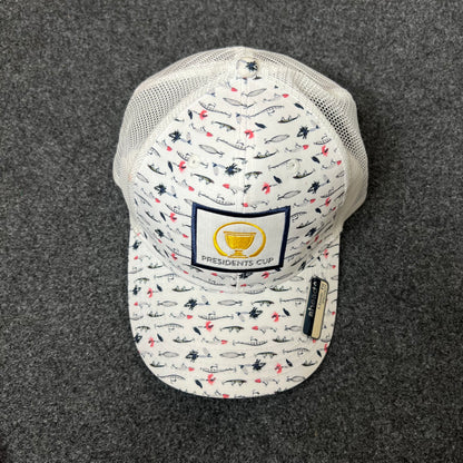 Presidents Cup Patterned Mesh Back Trucker Hat – White