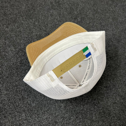 Tan & White Mesh Back Trucker Hat – Minimalist Style