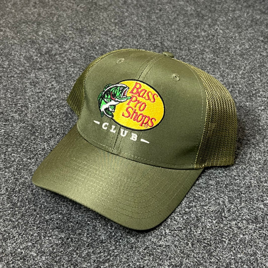 Bass Pro Shops Club Mesh Back Trucker Hat – Olive Green