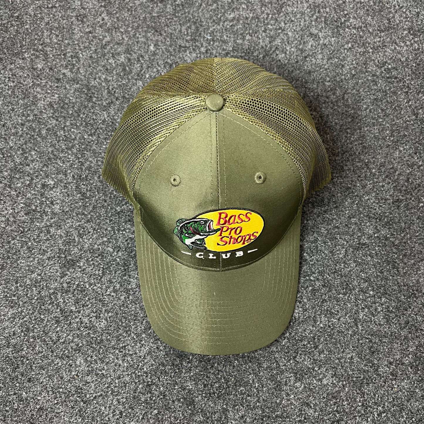 Bass Pro Shops Club Mesh Back Trucker Hat – Olive Green