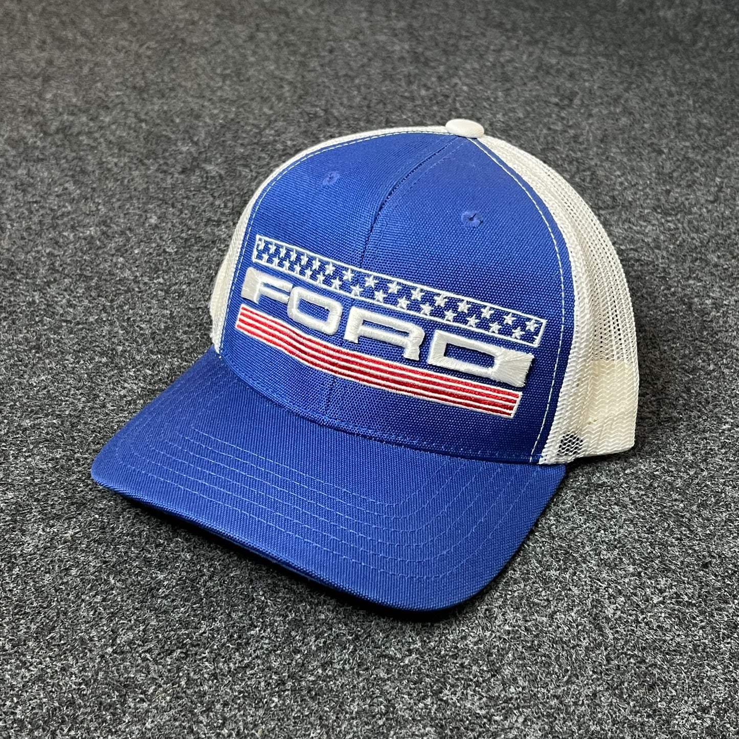 Ford Racing Mesh Back Trucker Hat – Blue & White