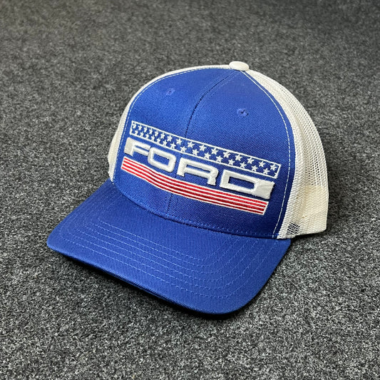 Ford Racing Mesh Back Trucker Hat – Blue & White