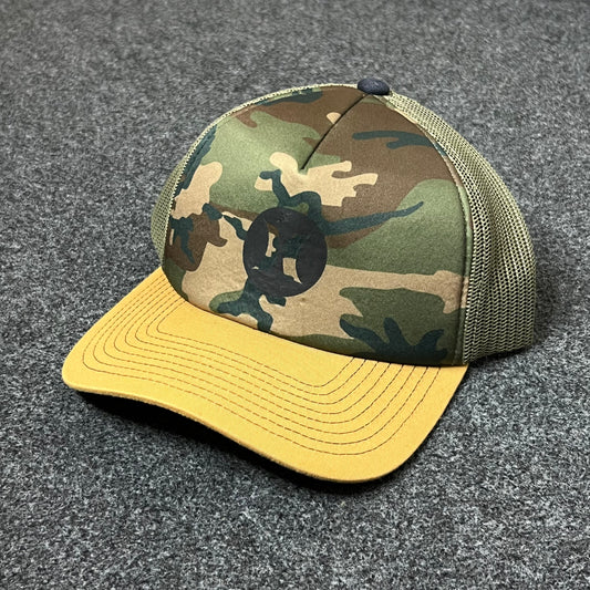 Camo Skull Mesh Back Trucker Hat – Camo & Gold
