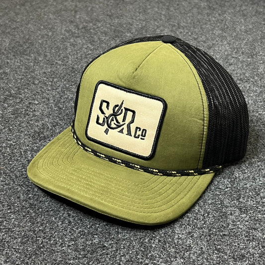 S&R Co. Rope Detail Mesh Back Baseball Cap – Olive & Black