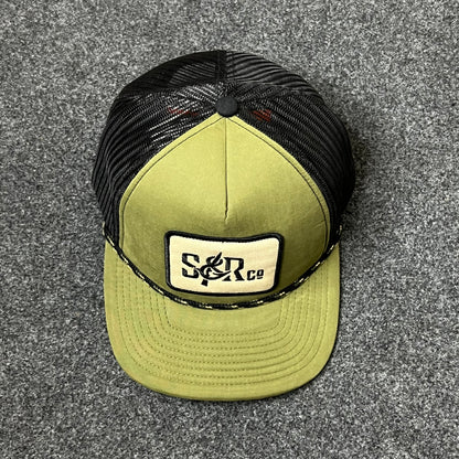 S&R Co. Rope Detail Mesh Back Baseball Cap – Olive & Black