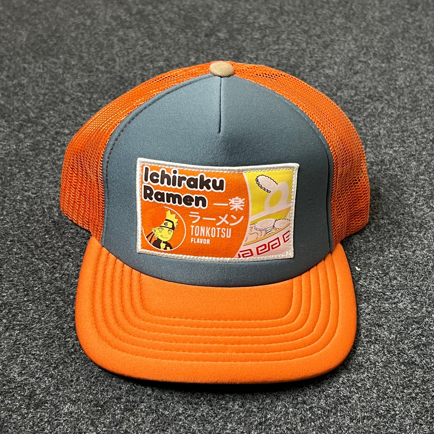 Ramen Patch Mesh Back Baseball Cap –  Orange & Gray