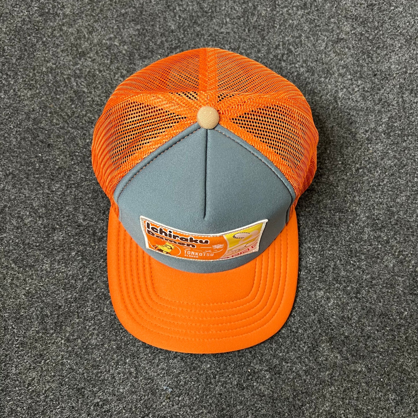 Ramen Patch Mesh Back Baseball Cap –  Orange & Gray