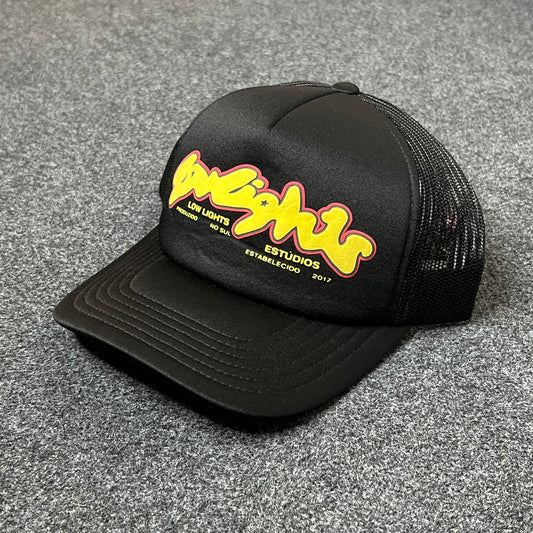 Gaslight Graphic Mesh Back Baseball Cap – Black