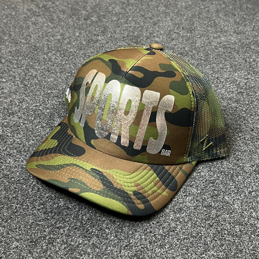 SPORTS Camo Mesh Back Baseball Cap – Green & Brown