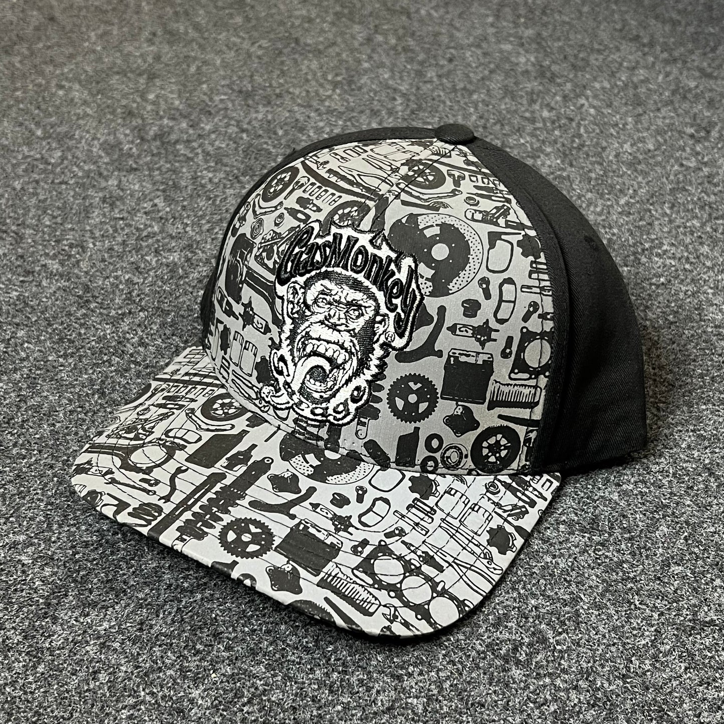Gas Monkey Garage All-Over Print Trucker Hat – Black & Gray