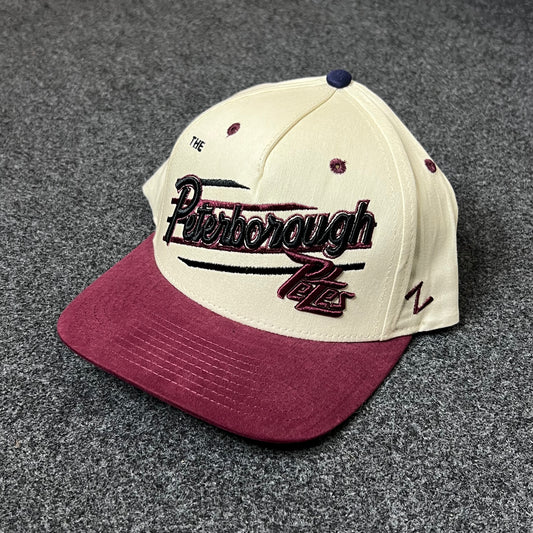 Peterborough Petes Script Logo Hat – Cream & Maroon