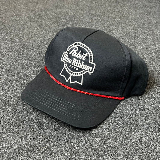 Pabst Blue Ribbon Rope Accent Hat – Black & Red