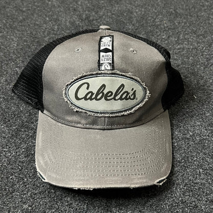 Cabela’s Distressed Mesh Back Trucker Hat – Gray & Black