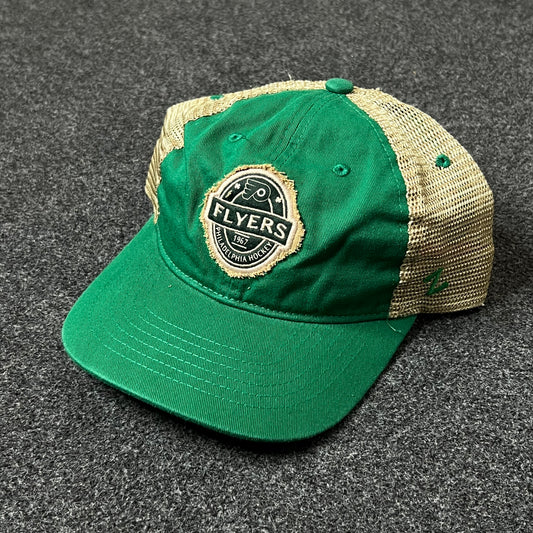 Flyers Distressed Baseball Hat – Green & Khaki