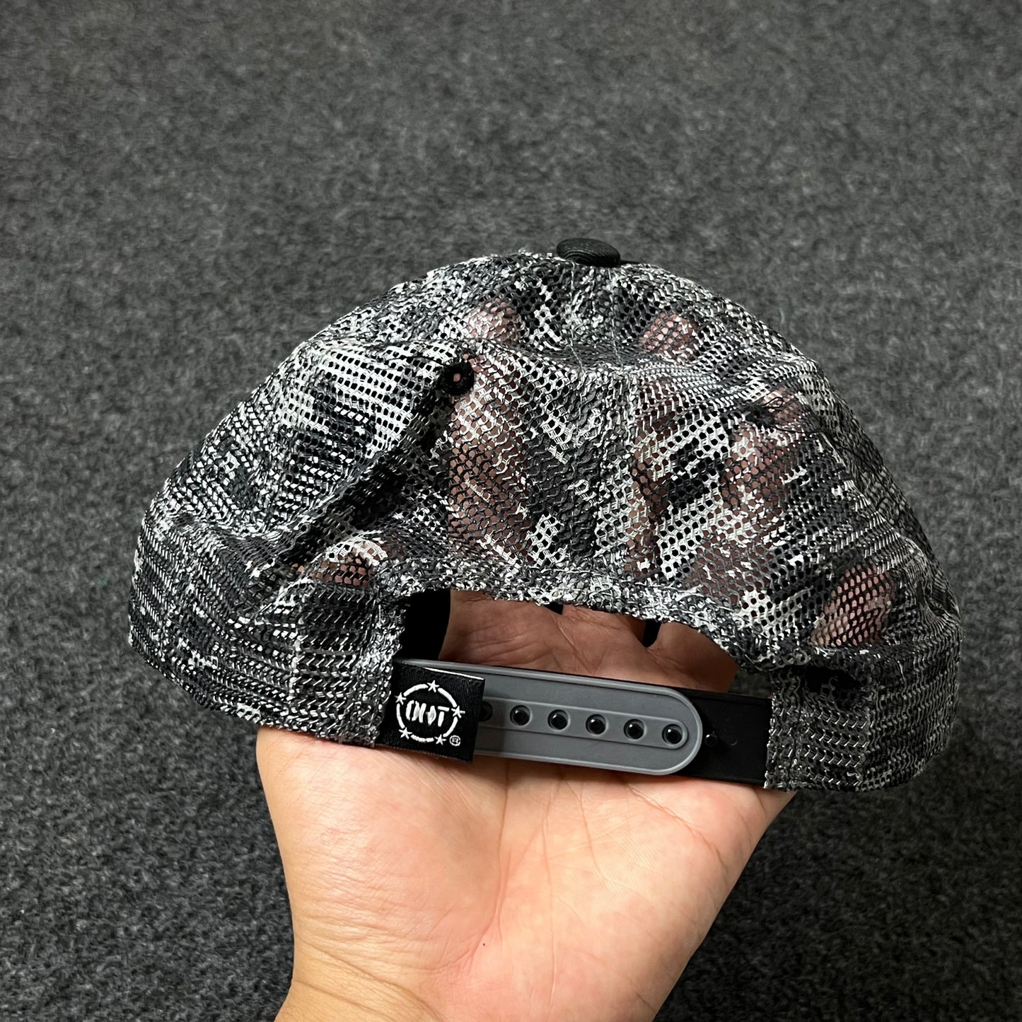 American Flag Patch Baseball Hat – Black & Camo Mesh
