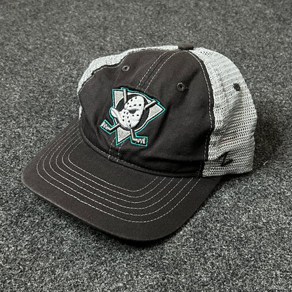Anaheim Ducks Baseball Hat – Black & White Mesh