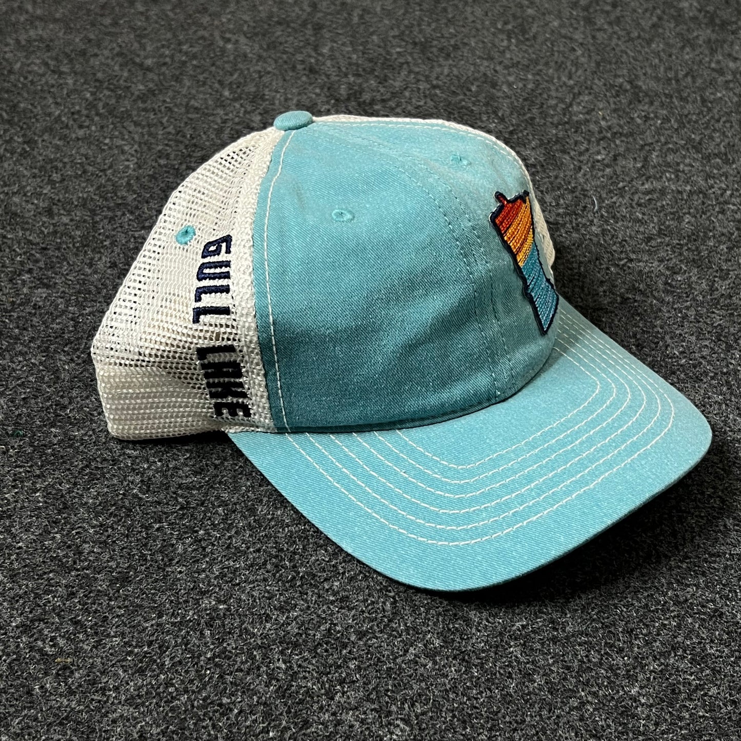 Minnesota State Outline Baseball Hat – Teal & White