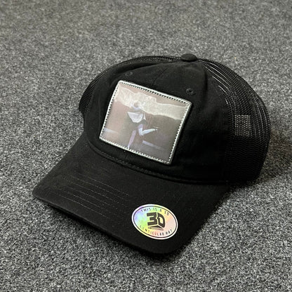 Black Trucker Hat with Photo Patch