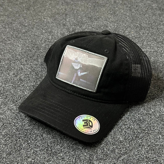 Black Trucker Hat with Photo Patch
