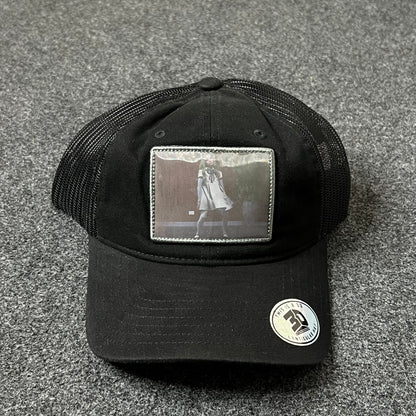 Black Trucker Hat with Photo Patch