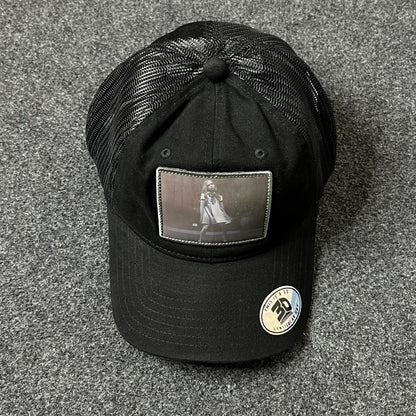 Black Trucker Hat with Photo Patch