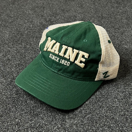 Maine Baseball Hat -  Green & White
