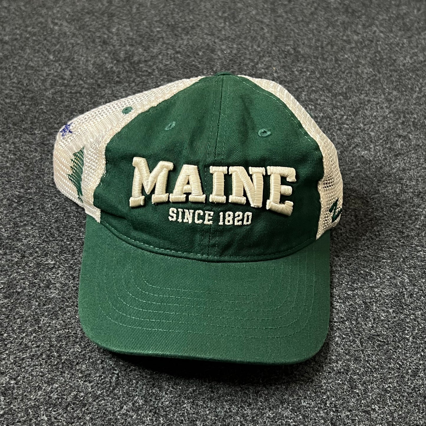 Maine Baseball Hat -  Green & White