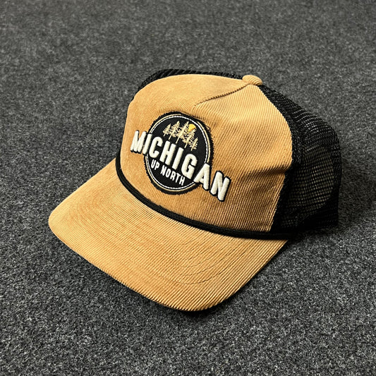 Michigan Up North Corduroy Baseball Hat – Tan & Black