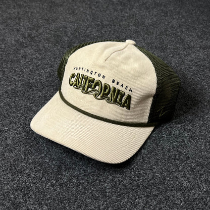 Huntington Beach California Baseball Hat – Tan & Olive