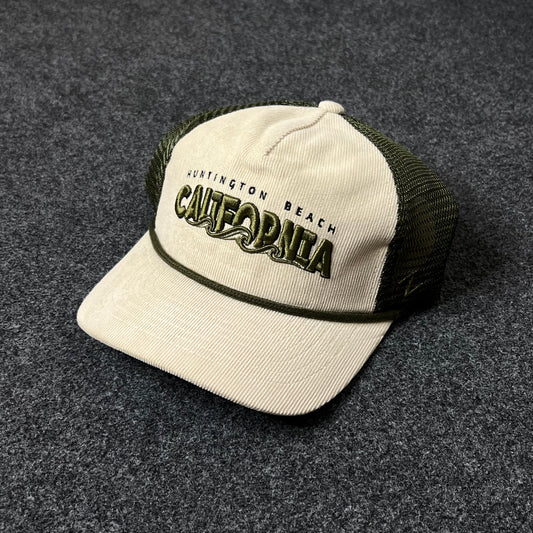 Huntington Beach California Baseball Hat – Tan & Olive