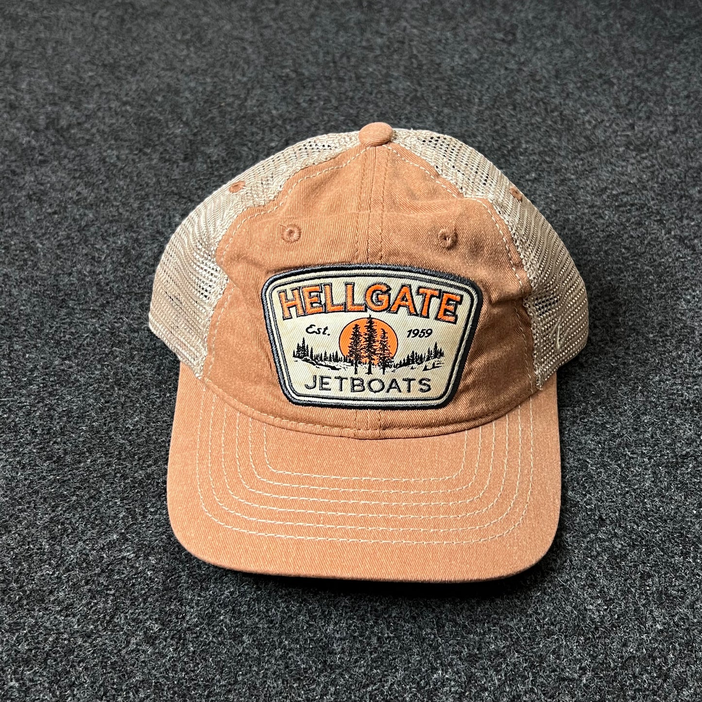 Hellgate Jetboats Baseball Hat – Rustic Orange & Beige